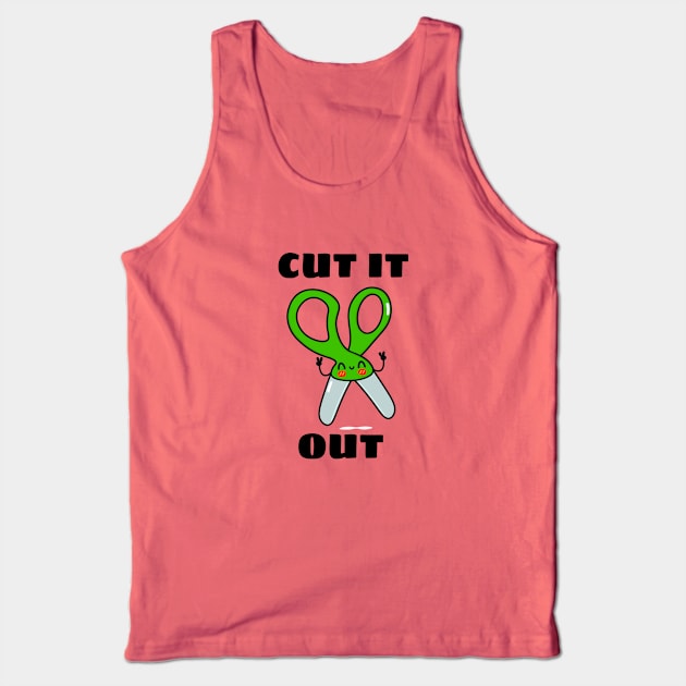 Cut It Out - Cute Scissor Pun Tank Top by Allthingspunny